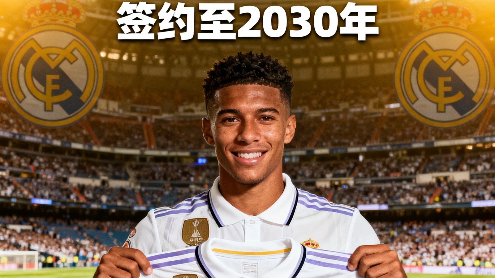 转会新闻，贝林厄姆在伯纳乌展示球衣，皇马官方宣布签约至2030年